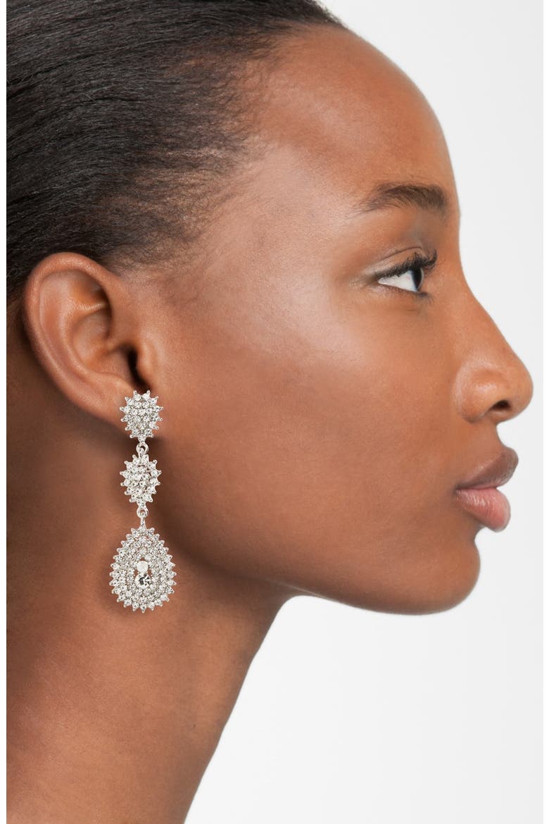 Crystal Teardrop Earrings, Alternate, color, SILVER