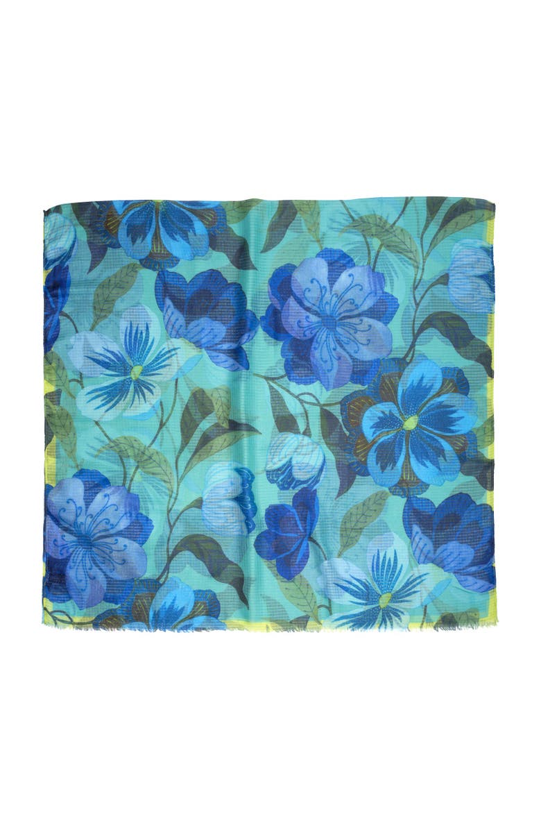 Echo Island Floral Wrap, Alternate, color, Turquoise
