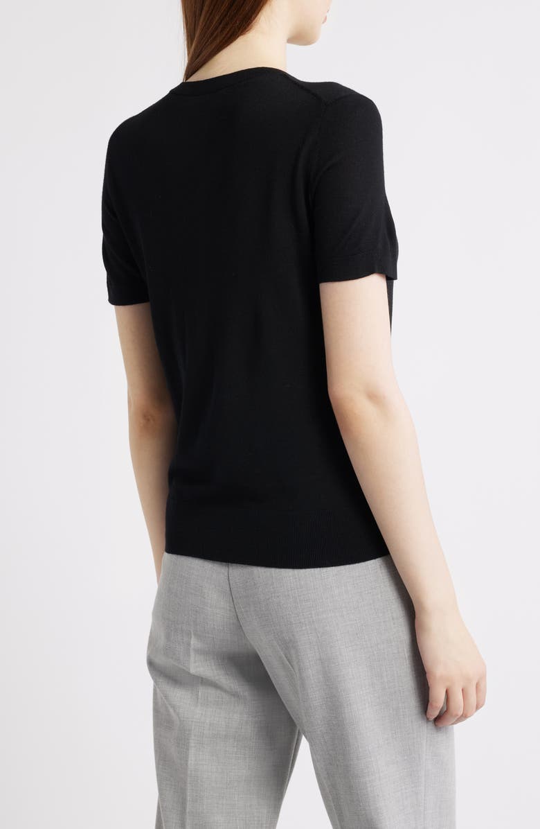 Theory Regal Short Sleeve Wool Sweater, Alternate, color, Black