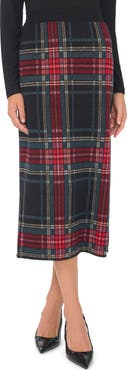Vince Camuto Plaid Midi Skirt