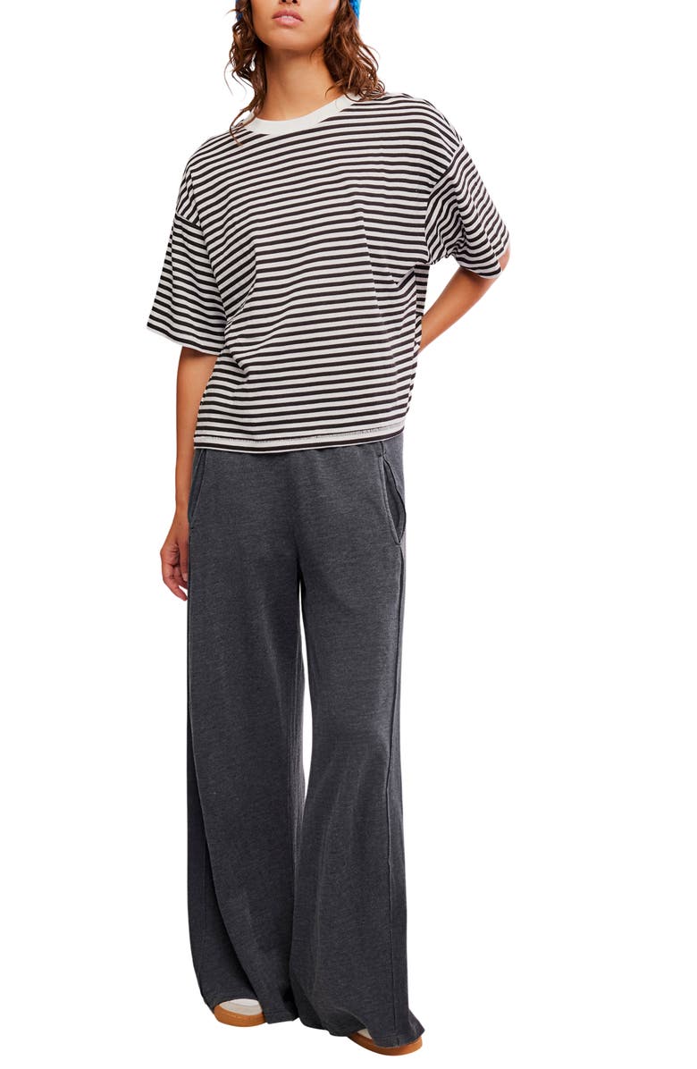 Free People Stripe Relaxed Fit Cotton T-Shirt, Alternate, color, Court Stripe Black White