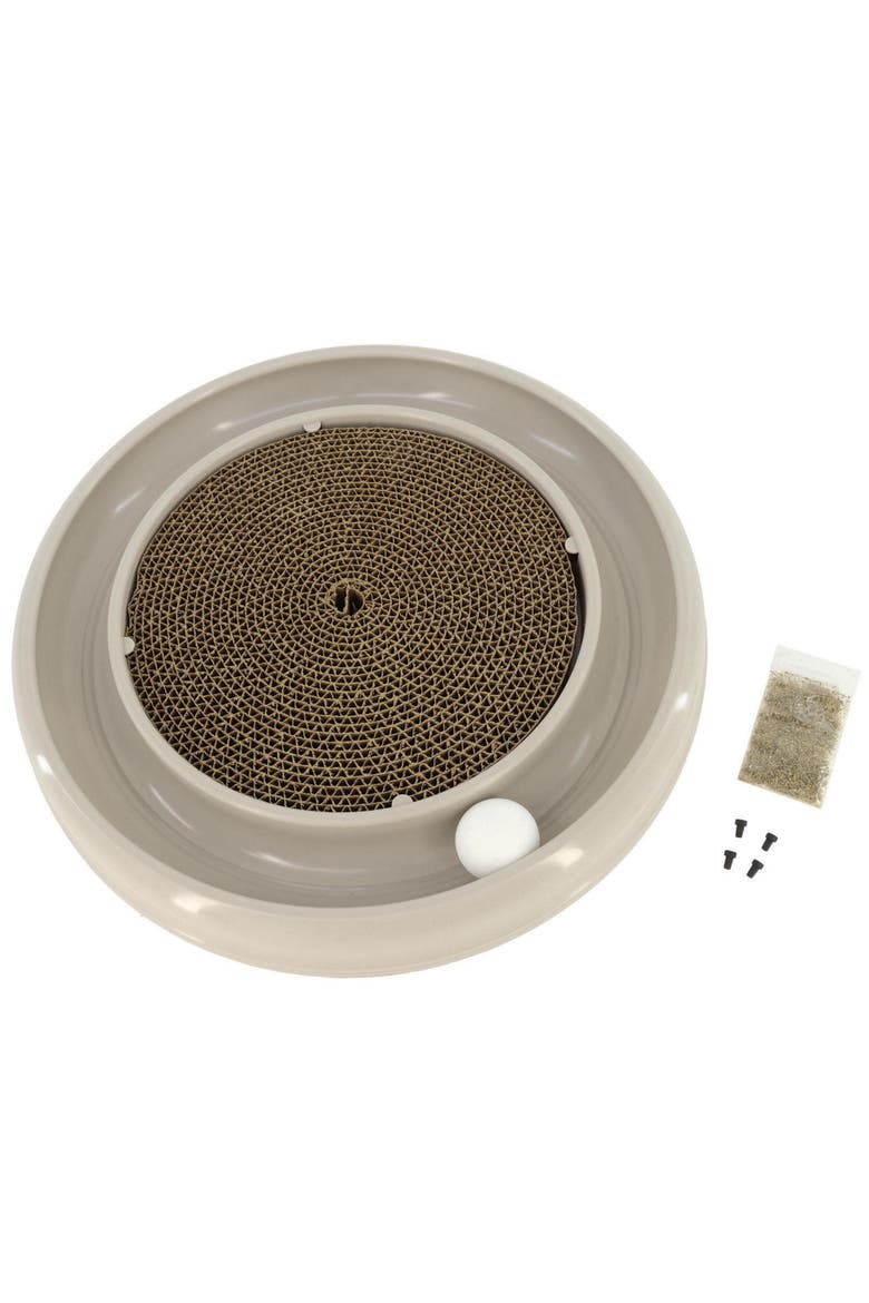 Scratcher Eco, Grey, Cat Toy & Catnip Pack, 15.5 Inches, Round Racetrack, Main, color, Gray