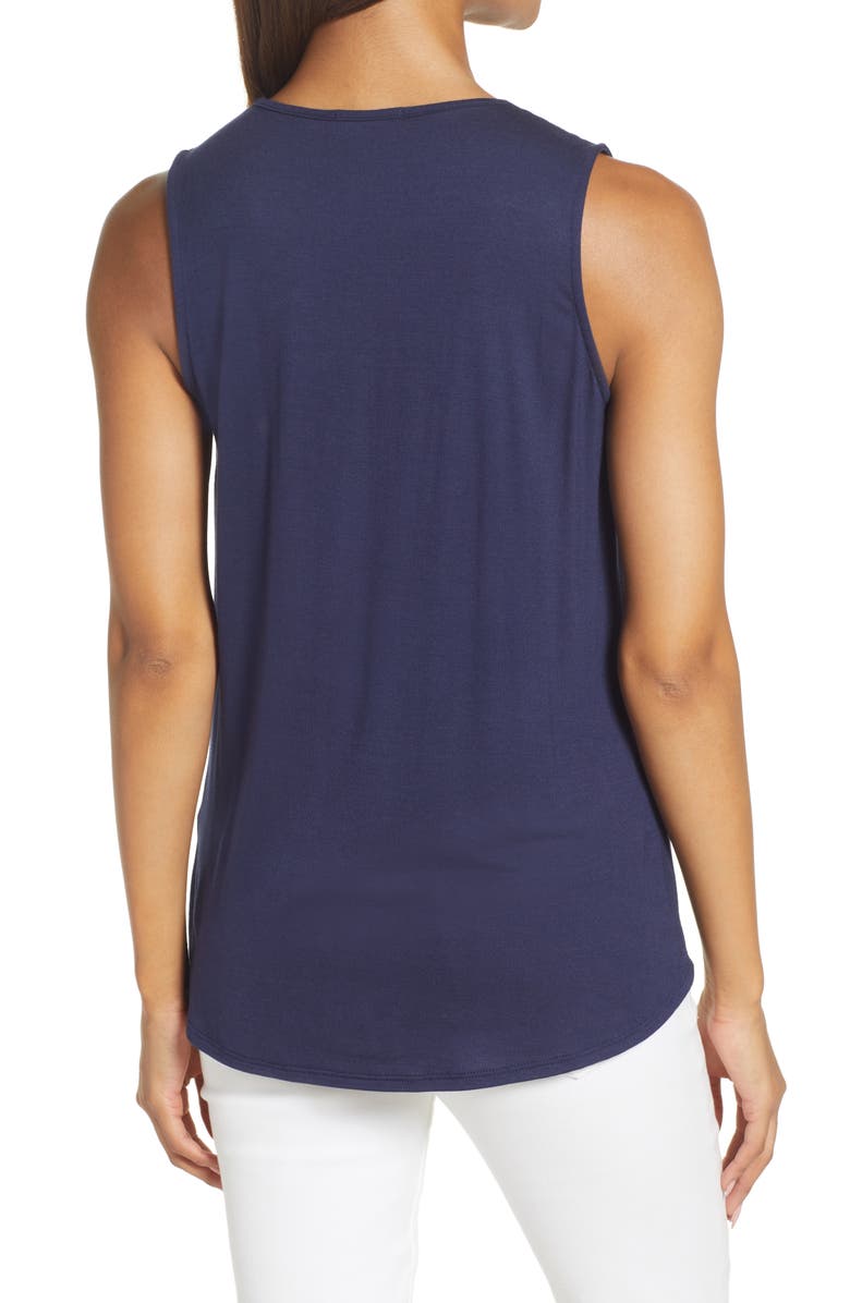 Loveappella Solid Gathered Shoulder Cutout Tank, Alternate, color, 