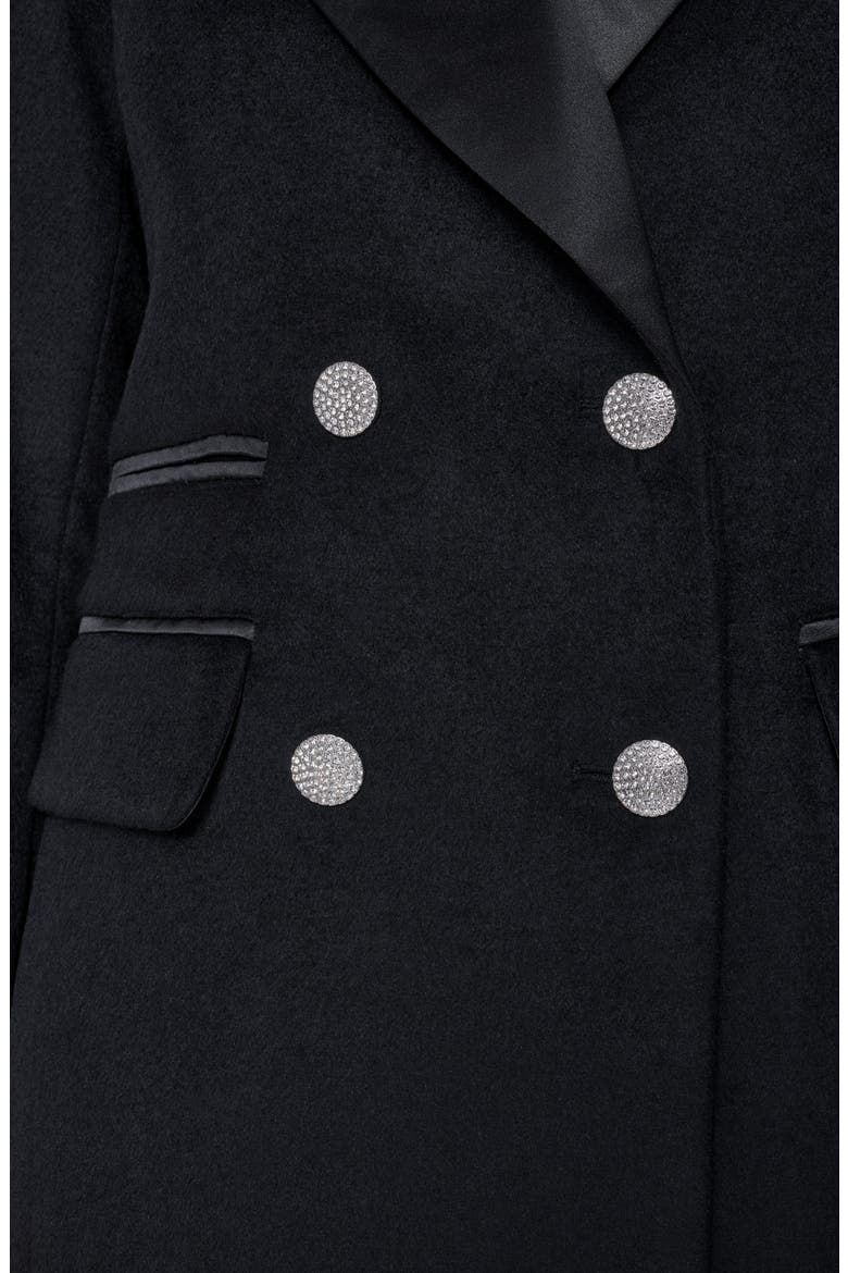 Tuxedo Wool Blend Longline Coat, Alternate, color, BLACK