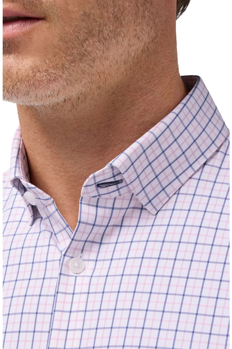 Leeward Trim Fit Plaid Performance Button-Up Shirt, Alternate, color, PINK SALT WYATT PLAID