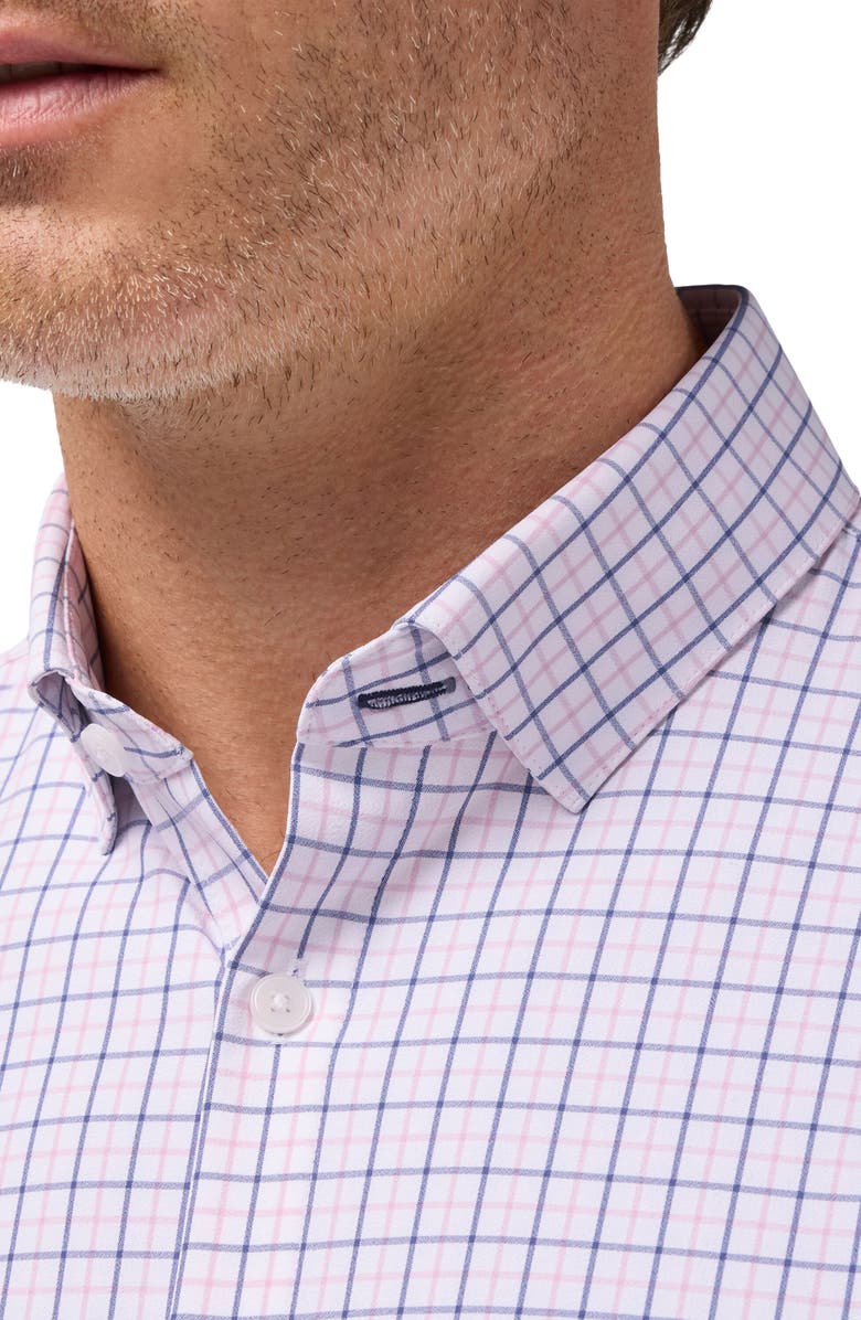 Mizzen+Main Leeward Trim Fit Plaid Performance Button-Up Shirt, Alternate, color, Pink Salt Wyatt Plaid