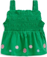 Mini Boden Kids' Floral Embellished Smocked Cotton Top
