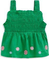 Mini Boden Kids' Floral Embellished Smocked Cotton Top