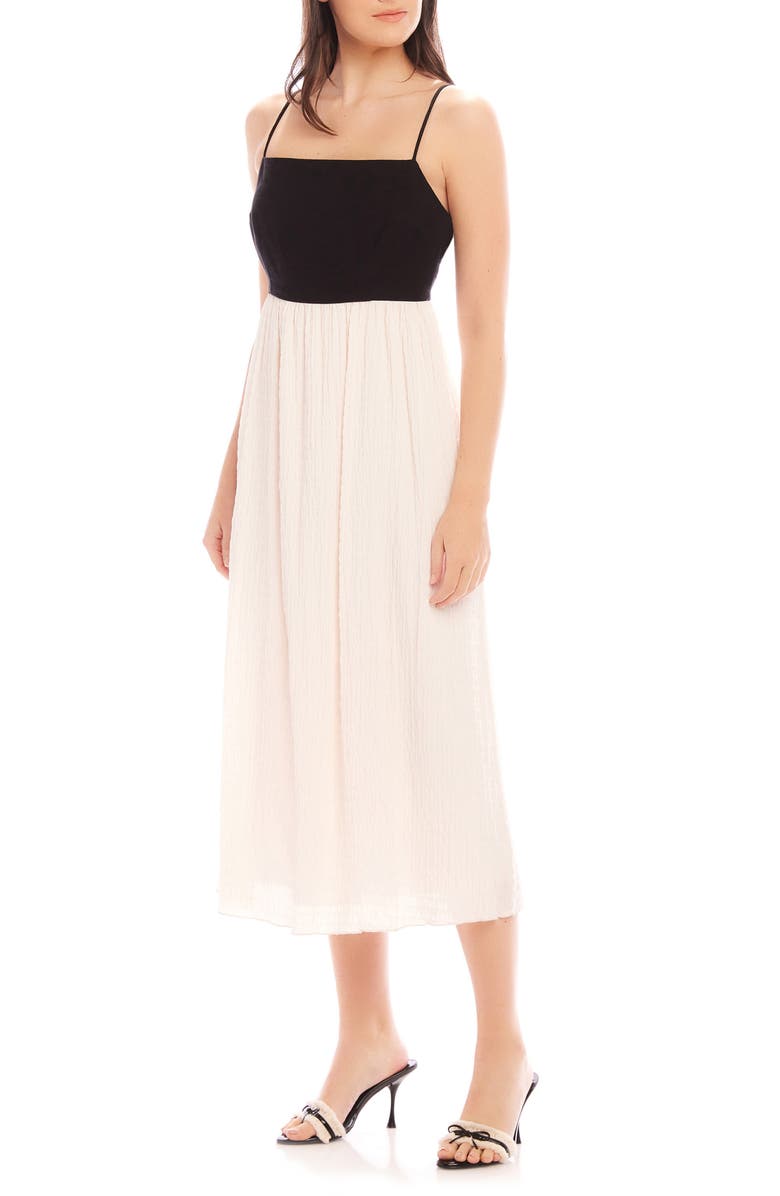 FIFTEEN TWENTY Annetta Mixed Media Midi Dress, Alternate, color, Cream/ Black