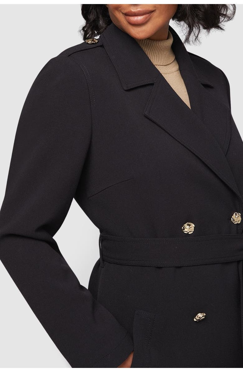 Wallis Double Crepe Trench Coat, Alternate, color, Black