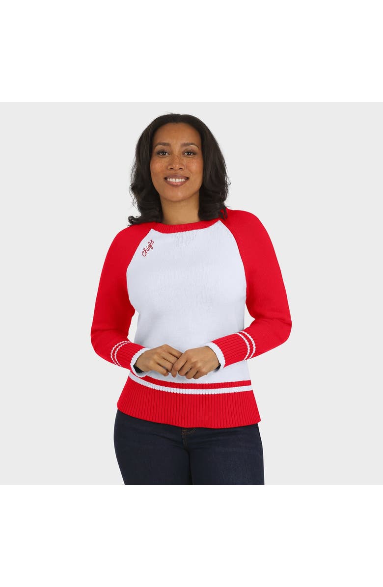 WEAR by Erin Andrews Women
s WEAR by Erin Andrews White/Red Kansas City Chiefs Colorblock Raglan Sweater, Alternate, color, White