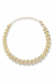 CHLOE AND MADISON 14K Gold Plated Pavé Cubic Zirconia Leaves Bracelet