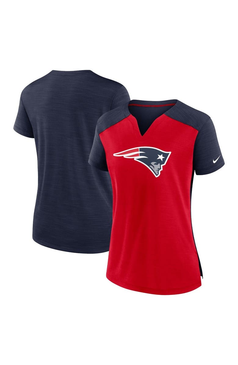 Nike Women's Nike Red/Navy New England Patriots Impact Exceed Performance Notch Neck T-Shirt, Main, color, 