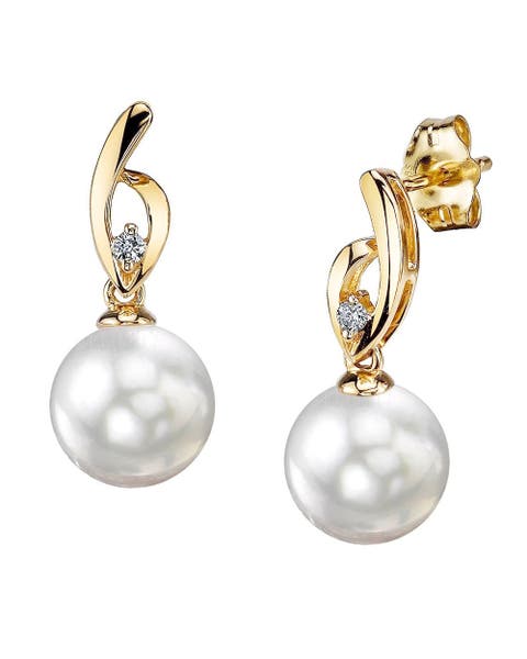 White South Sea Pearl & Diamond Lois Earrings