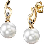 The Pearl Source White South Sea Pearl & Diamond Lois Earrings