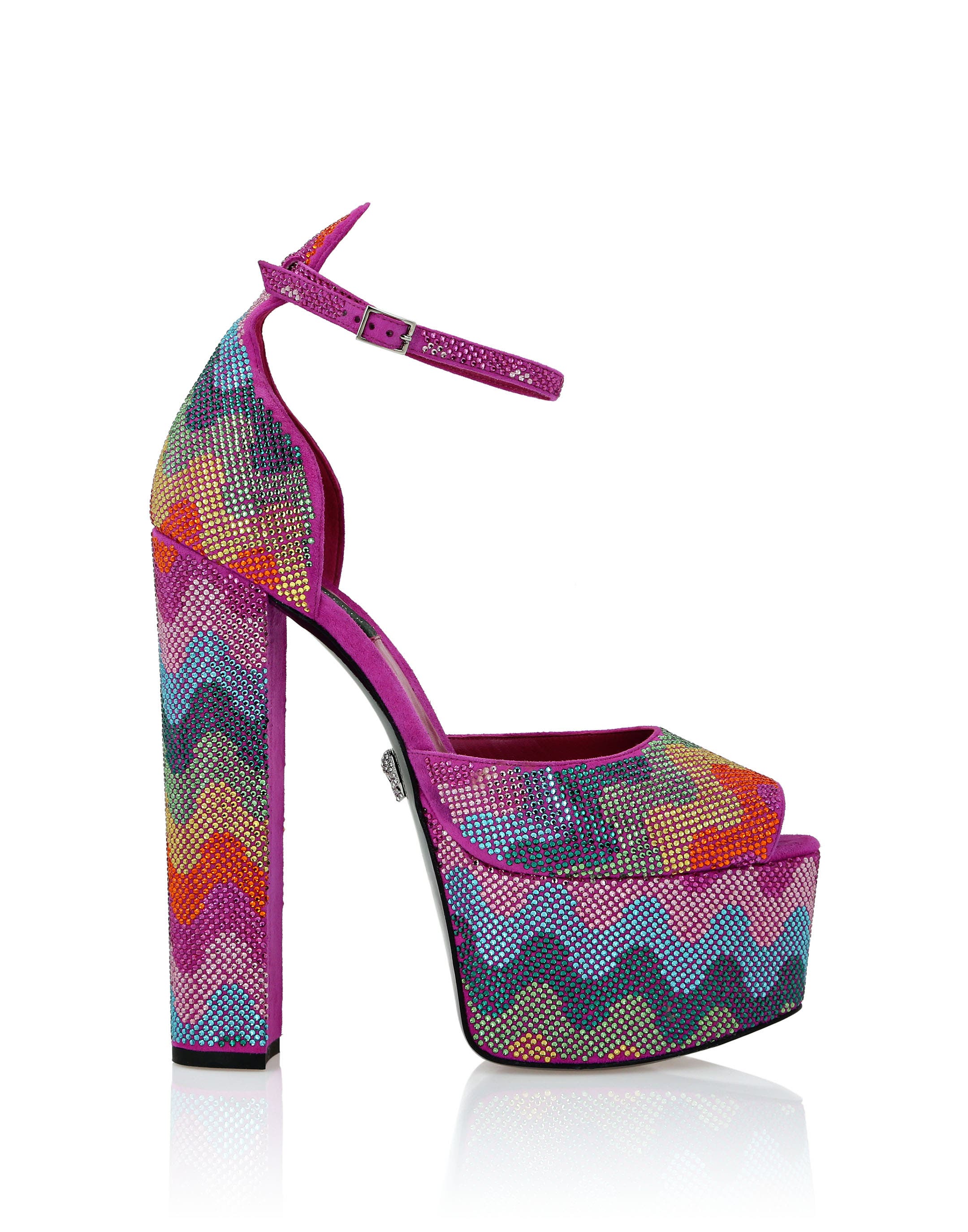Crystal Platform Sandals Hi-Heels Waves Rainbow Women, Alternate, color, multicolor