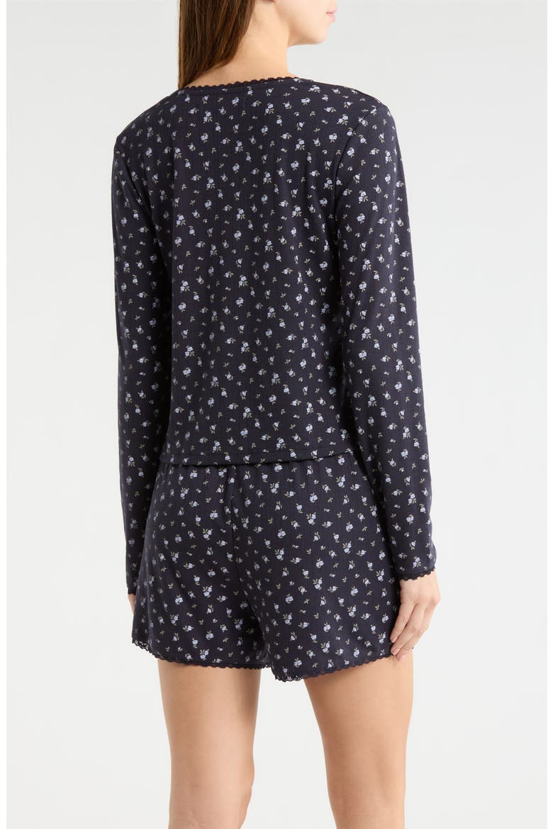 Print Pointelle Knit Short Pajamas, Alternate, color, UTILITY BLUE