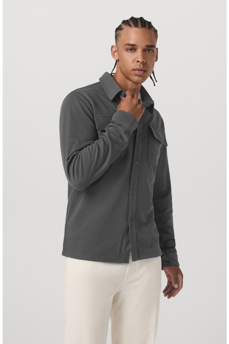 Waffle Shirt Jacket, Alternate, color, DARK PEWTER