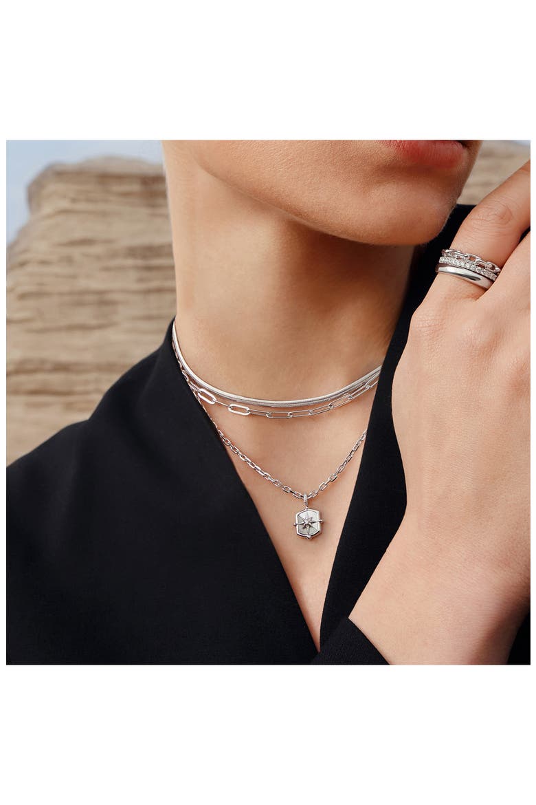 Colorblock Mother Of Pearl Pendant Necklace, Alternate, color, SILVER