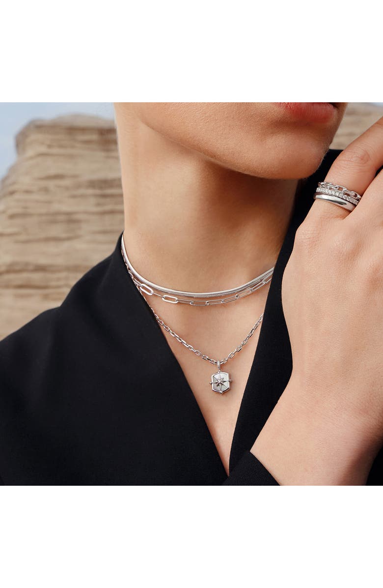 ANIA HAIE Colorblock Mother Of Pearl Pendant Necklace, Alternate, color, Silver