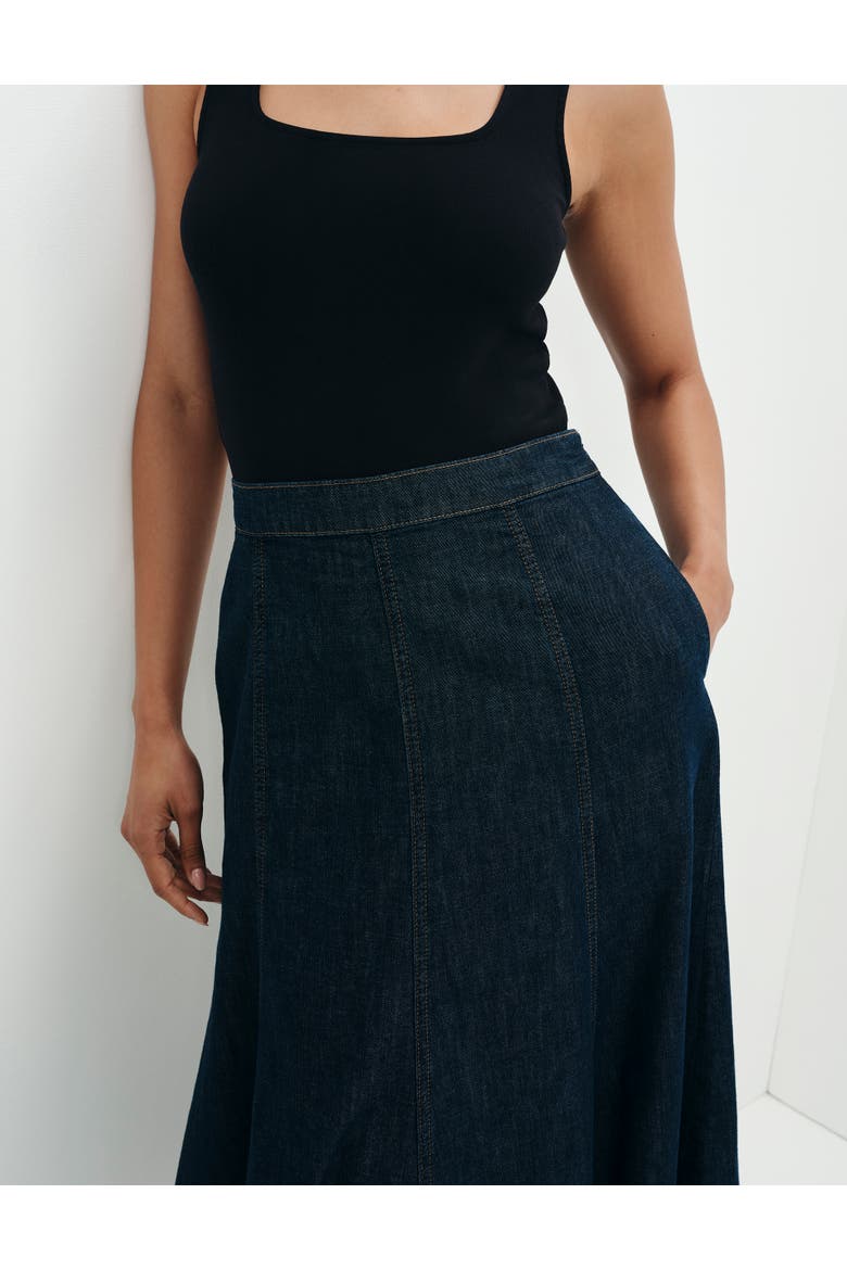 Dana Denim Midi Skirt, Alternate, color, Indigo