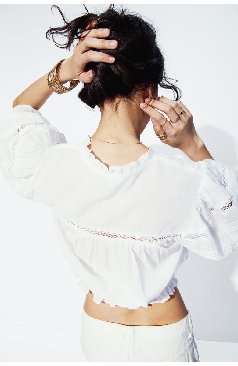 H&M Pintucked cotton blouse, Alternate, color, White