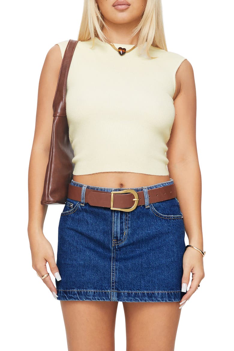 Nickei Denim Miniskirt, Main, color, BLUE