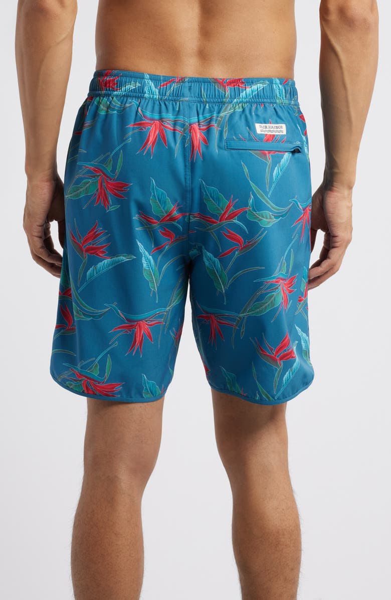 Fair Harbor The Anchor Swim Trunks, Alternate, color, Teal Birds Of Paradise