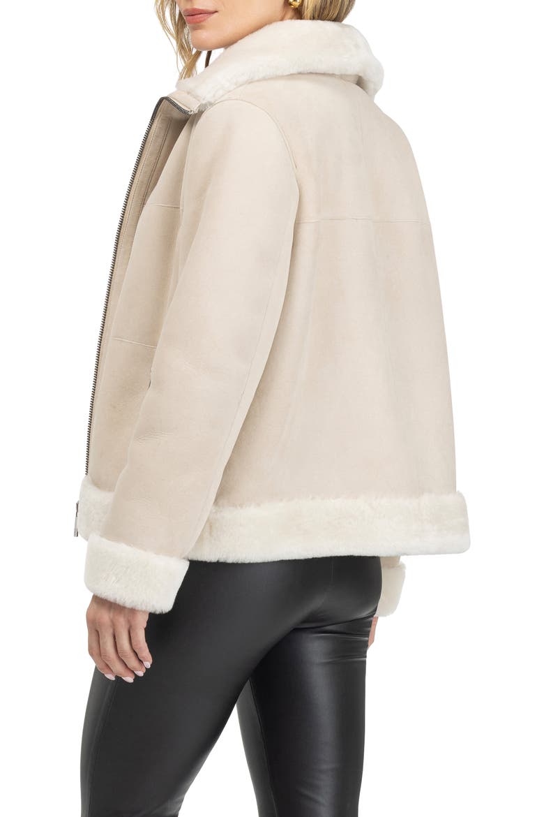 Merino Genuine Shearling Zip Jacket, Alternate, color, BEIGE