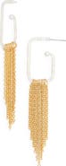 Karine Sultan Chain Fringe Drop Rectangular Hoop Earrings