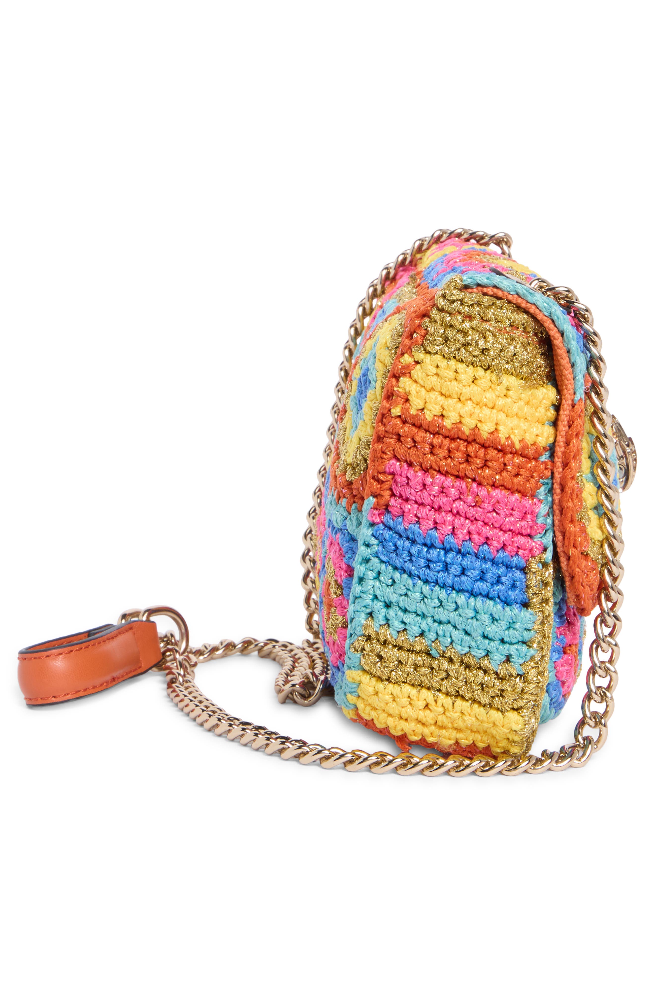 Kurt Geiger London Medium Kensington Crochet Crossbody Bag, Alternate, color, Aqua Multi