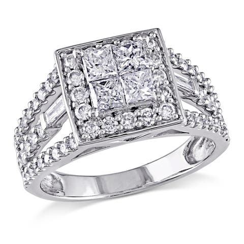 Diamond Princess Cut Halo Engagement Ring 14k