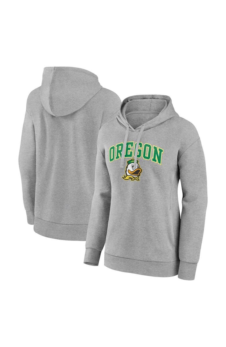 FANATICS Women's Fanatics Branded Heather Gray Oregon Ducks Evergreen Campus Pullover Hoodie, Main, color, 