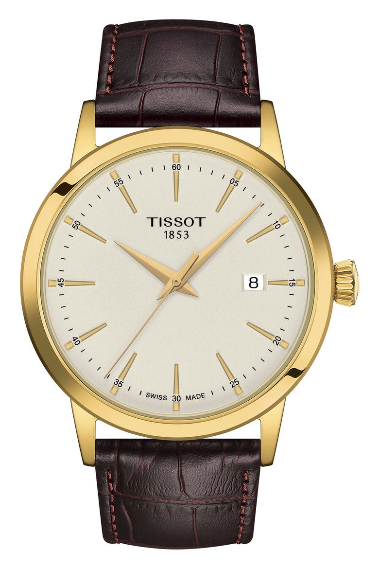 Classic Dream Leather Strap Watch, 42mm, Main, color, BROWN