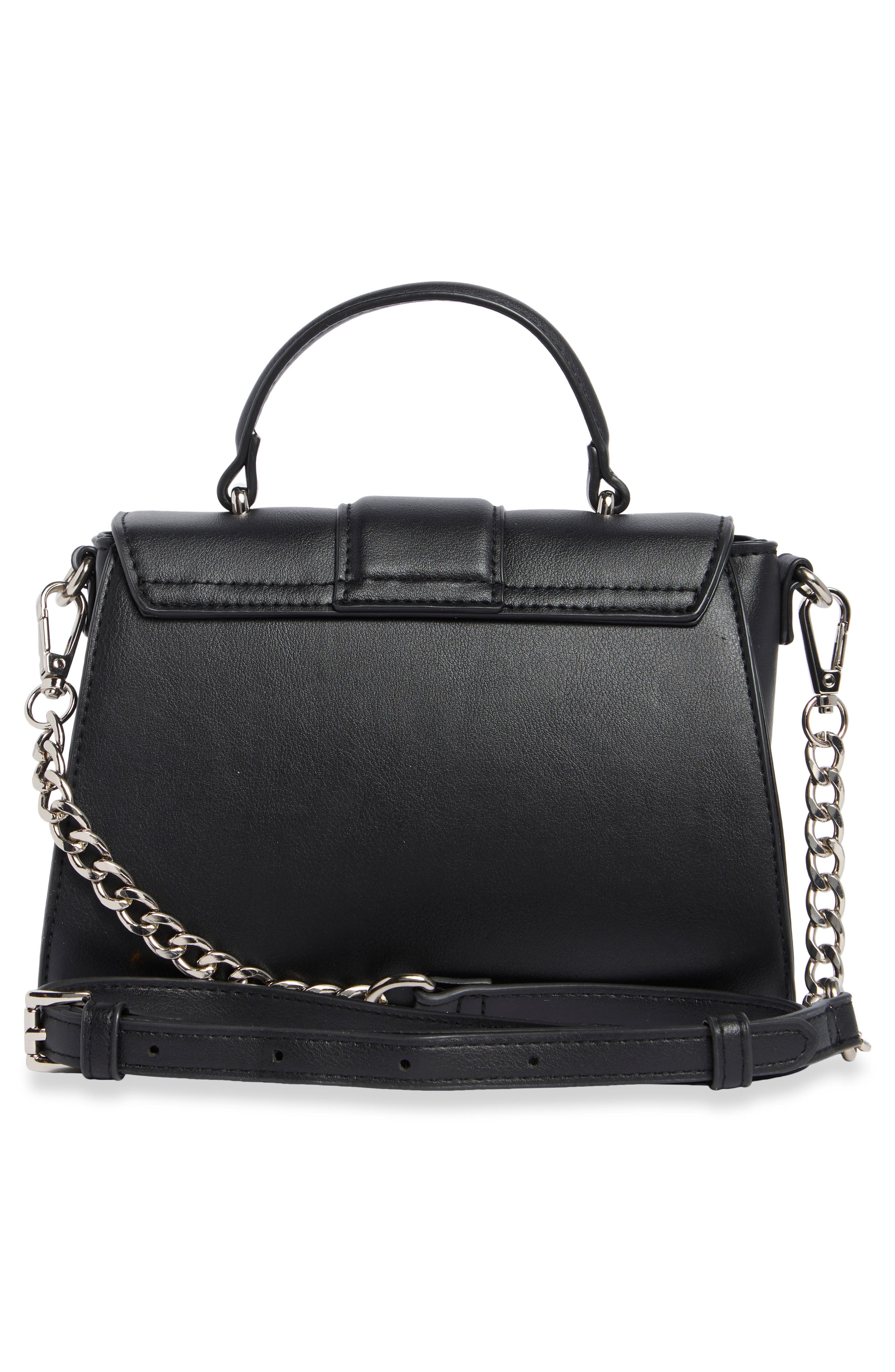 Faux Leather Top Handle Bag, Alternate, color, BLACK