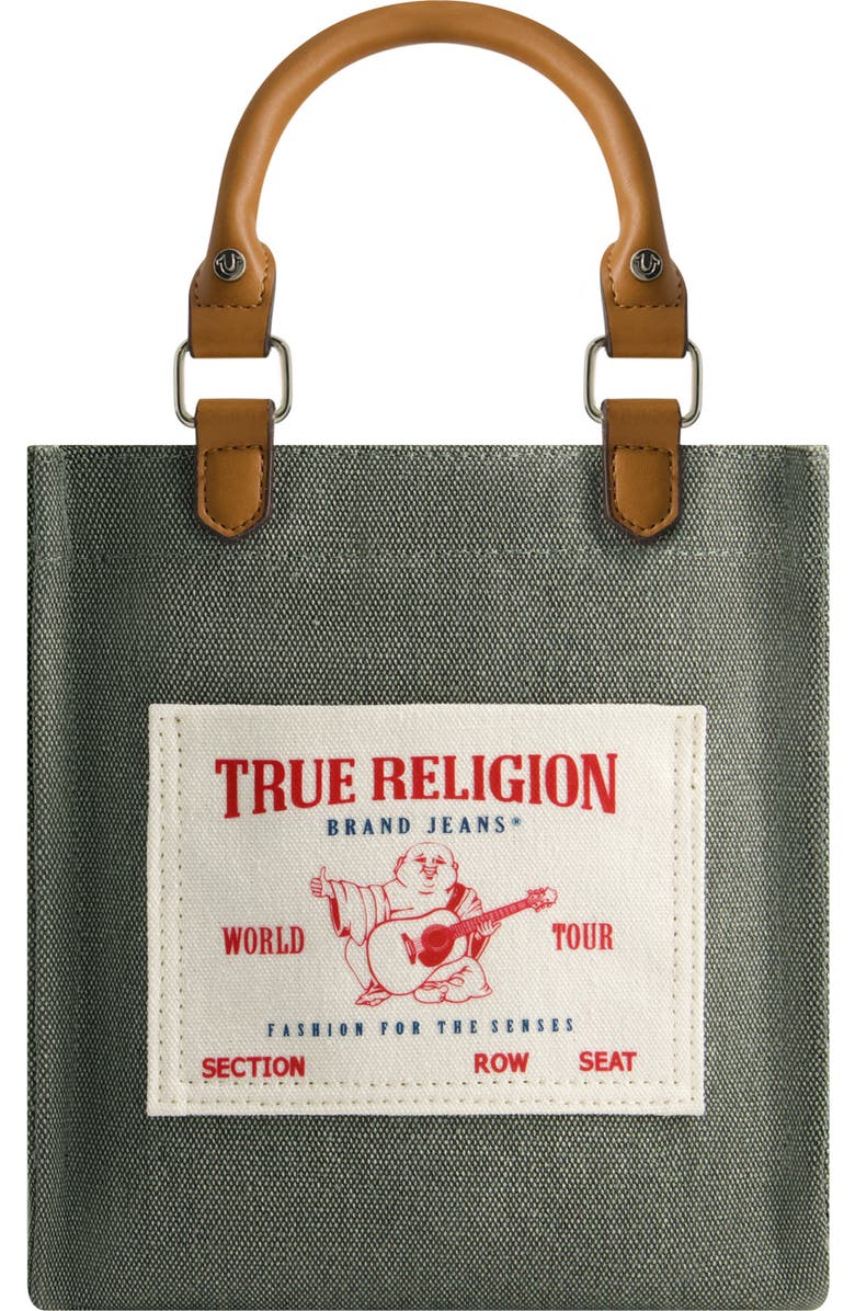 True Religion Mini Denim Tote Bag, Main, color, Sage