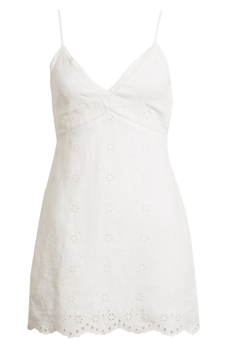 LoveShackFancy Peppy Embroidered Sleeveless Minidress, Main, color, Optic White