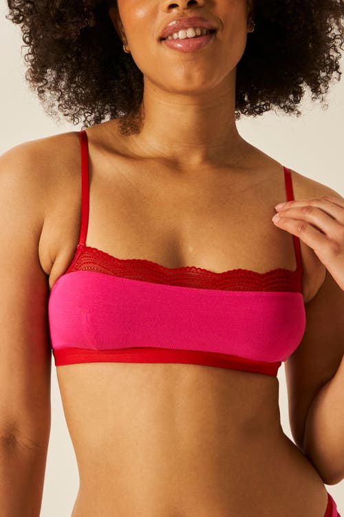 Stripe & Stare The Lace Square Bralette Raspberry/scarlet In Raspberry & Scarlet