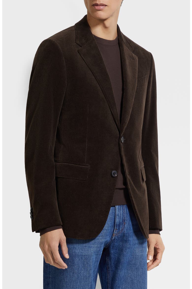 Cashco Stretch Cotton & Cashmere Corduroy Blazer, Main, color, DARK BROWN