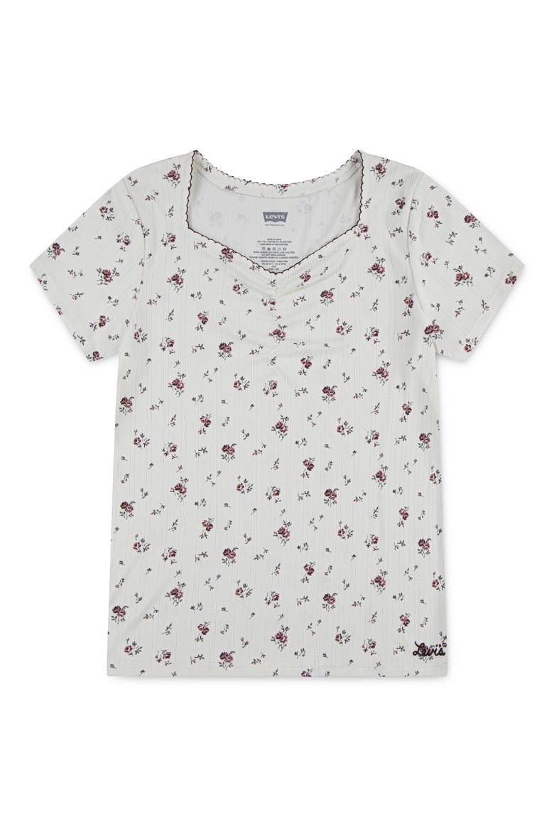 Kids' Floral Pointelle T-Shirt, Main, color, GARDENIA