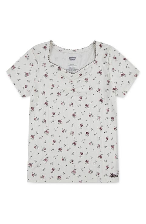 Kids' Floral Pointelle T-Shirt (Big Kid)