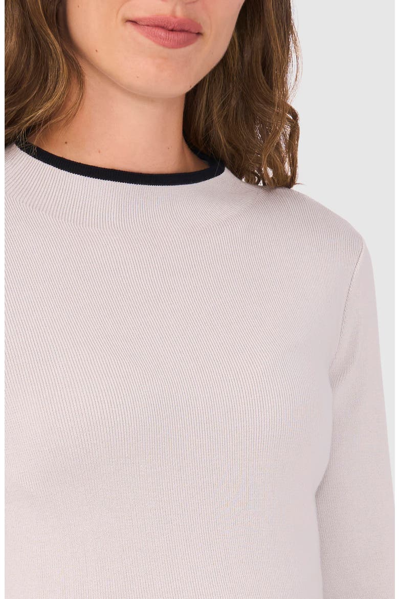 Mock Neck Rib Pullover, Alternate, color, GREY/ RICH BLACK
