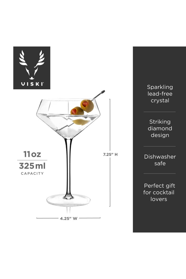 Seneca Crystal Diamond Martini Glasses Set of 2, Alternate, color, Clear