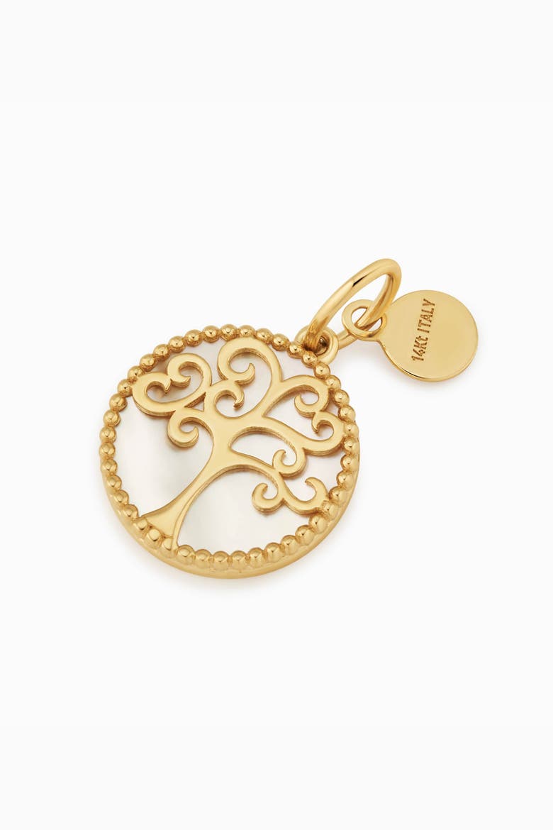 14K Gold Tree of Life Pendant Charm, Alternate, color, Yellow Gold, Mother of Pearl