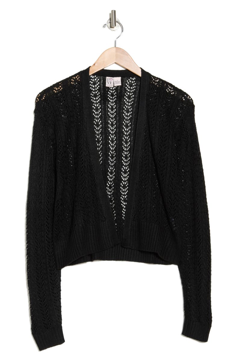 Love By Design Gia Pointelle Cardigan, Alternate, color, Black