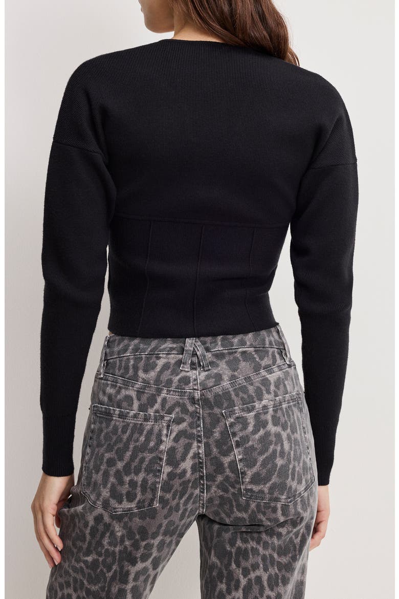 Zip Front Bustier Sweater, Alternate, color, BLACK001