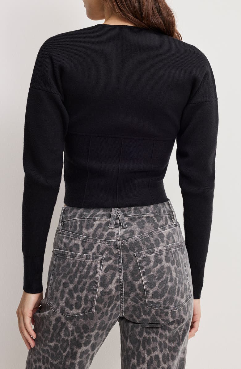 Good American Zip Front Bustier Sweater, Alternate, color, Black001