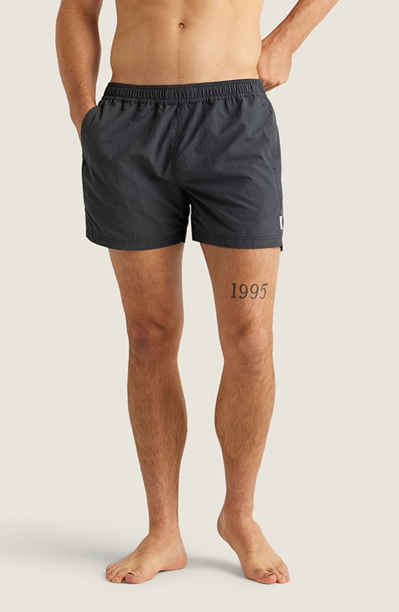 AUTO-REPLY<sup>™</sup> Sebastian Solid 4-Inch Nylon Swim Trunks, Main, color, Granite, Dark Grey