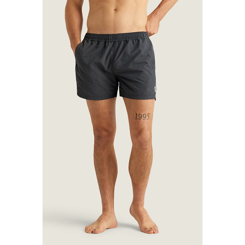 Auto-reply™ Solid Sebastian Swim Trunks 6 Granite In Black