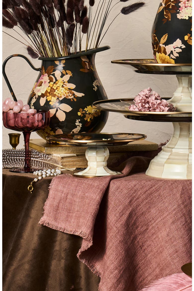 Wild Rose Mini Pedestal Platter, Alternate, color, BROWN